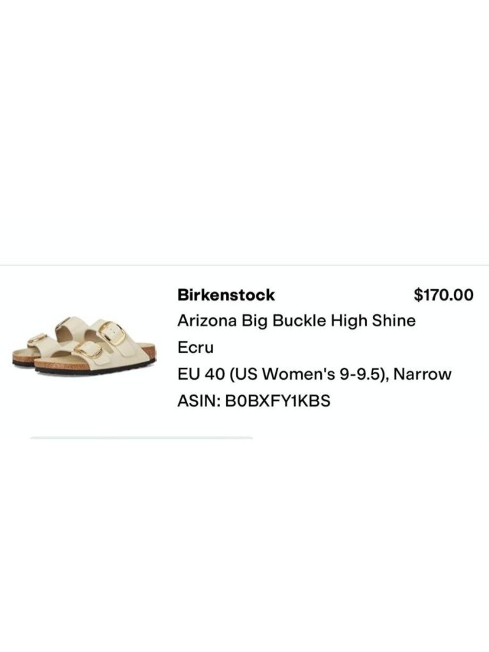 BIRKENSTOCK BIG BUCKLE HIGH SHINE ECRU IVORY/WHITE LEATHER NARROW SZ 40 EU (US 9 - Picture 6 of 6